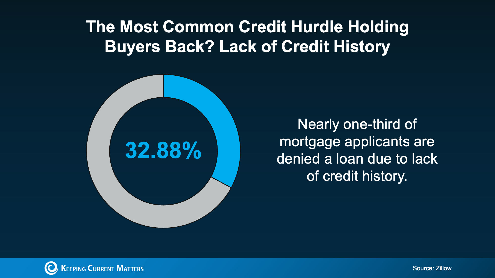 Chart showing credit history cited in 32.88% of the analyzed mortgage denials.